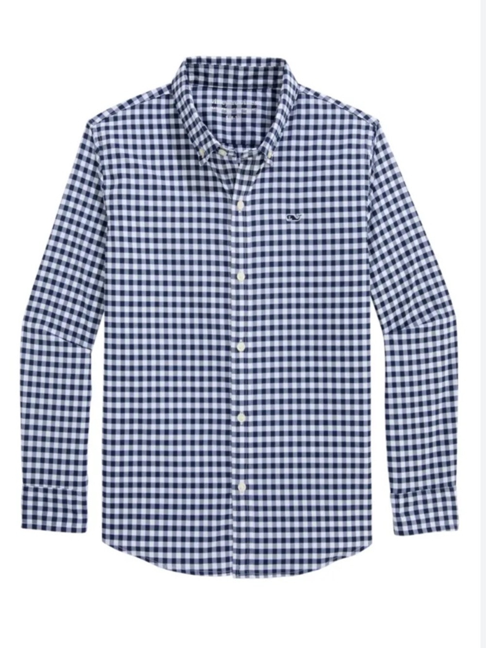 NEW! Vineyard Vines Boys Navy & White Performance Gingham Button-Down Shirt Sz 4